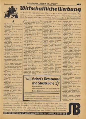 Adressbucheinträge des Jüdischen Adressbuchs von Groß-Berlin von 1931