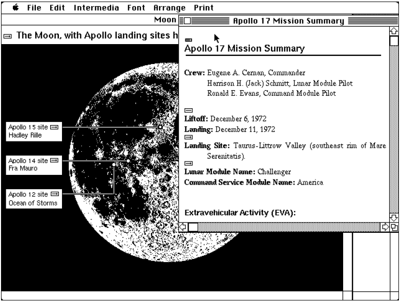 intermedia screenshot: a collection about Apollo Lunar Missions